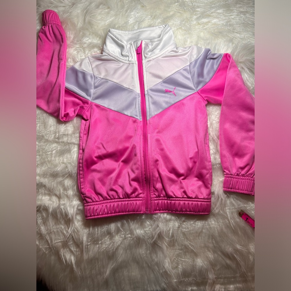 Pink and Gray Puma Tracksuit set